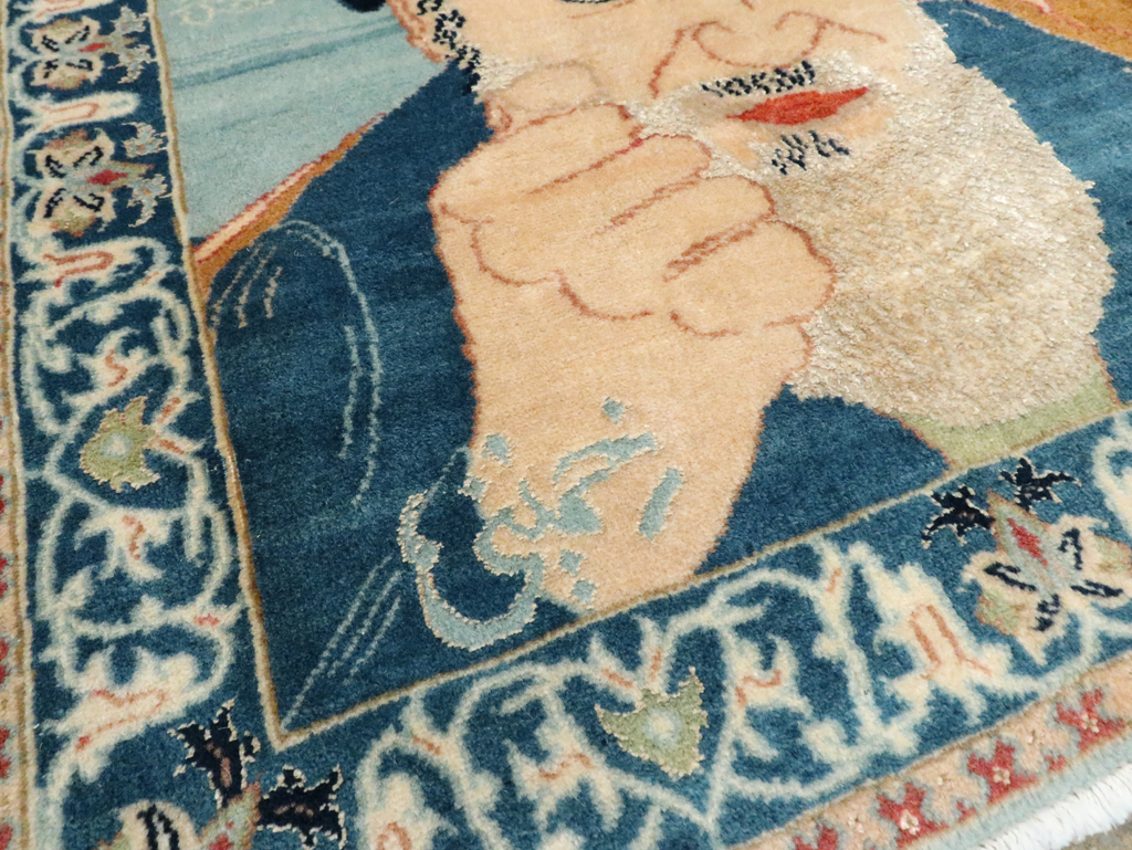 Vintage Persian Nain Pictorial Rug, No.27544 - Galerie Shabab