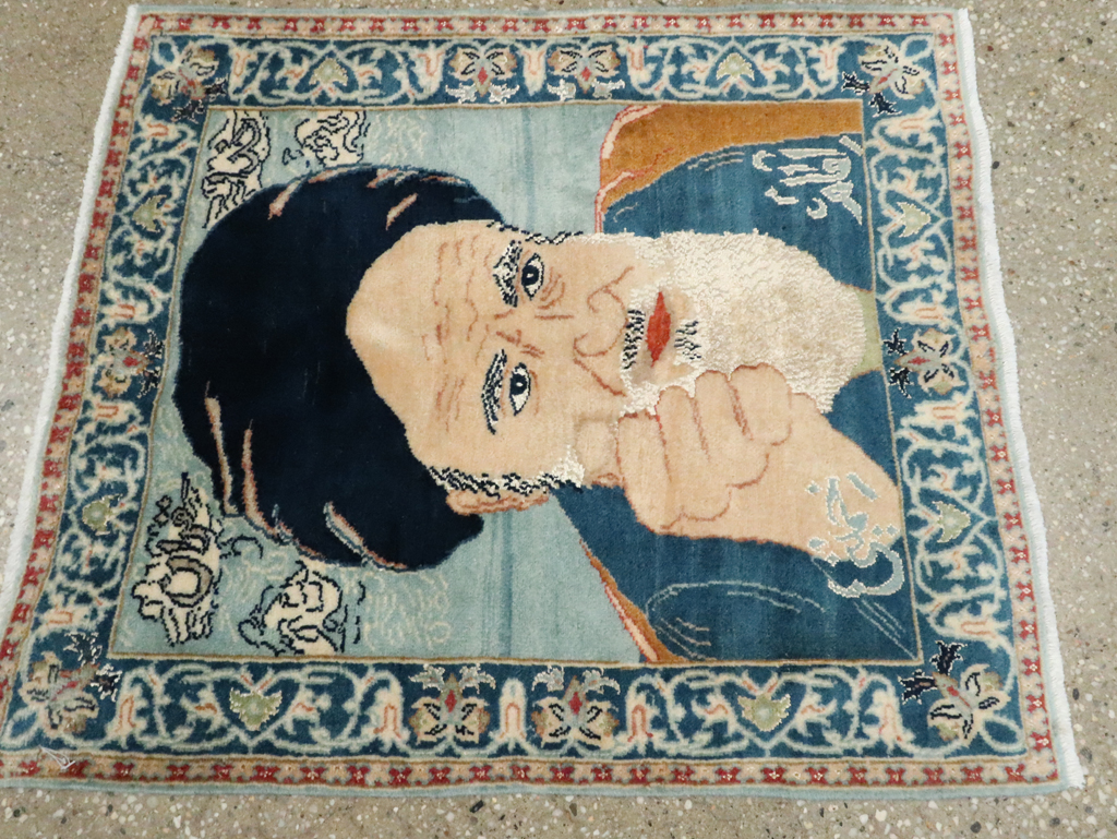 Vintage Persian Nain Pictorial Rug, No.27544 - Galerie Shabab