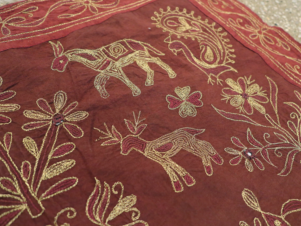 Vintage Persian Embroidered Textile Pictorial Wall Hanging, No.27546 - Galerie Shabab