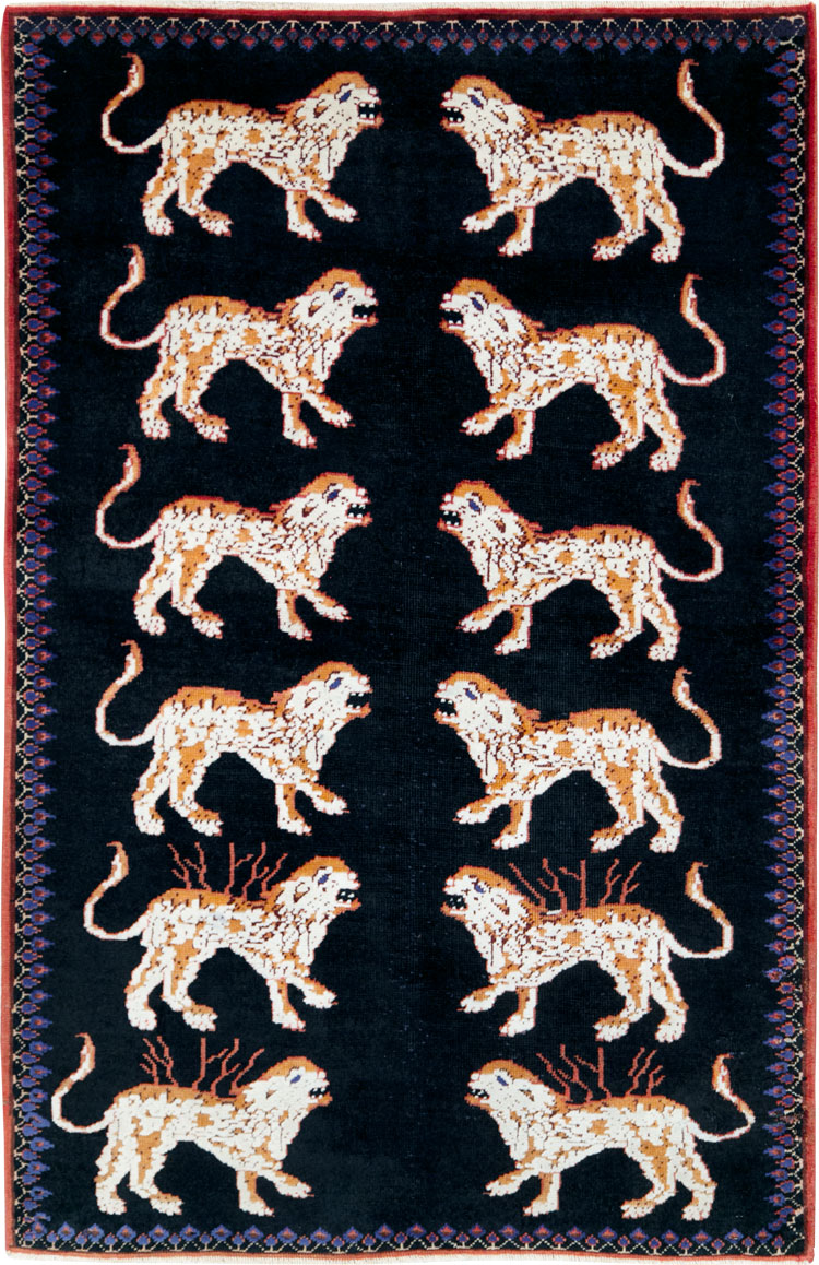 Vintage Persian Pictorial Tabriz Rug, No.27547 - Galerie Shabab
