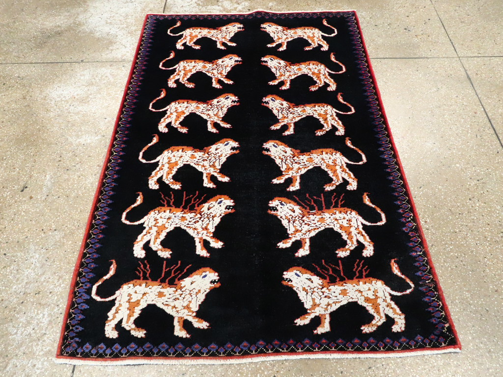 Vintage Persian Pictorial Tabriz Rug, No.27547 - Galerie Shabab