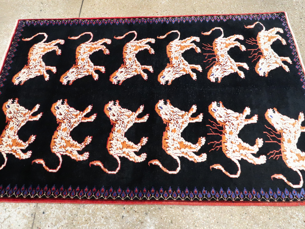 Vintage Persian Pictorial Tabriz Rug, No.27547 - Galerie Shabab