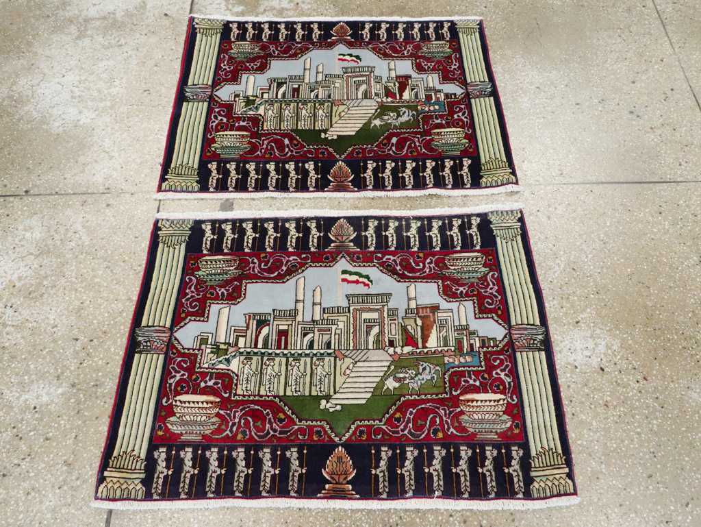 Vintage Persian Tabriz Pictorial Rug (Pair: 1 of 2), No.27556 - Galerie Shabab