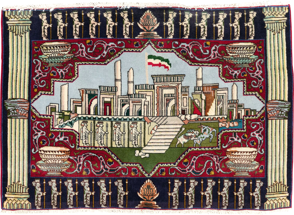 Vintage Persian Tabriz Pictorial Rug (Pair: 2 of 2), No.27557 - Galerie Shabab