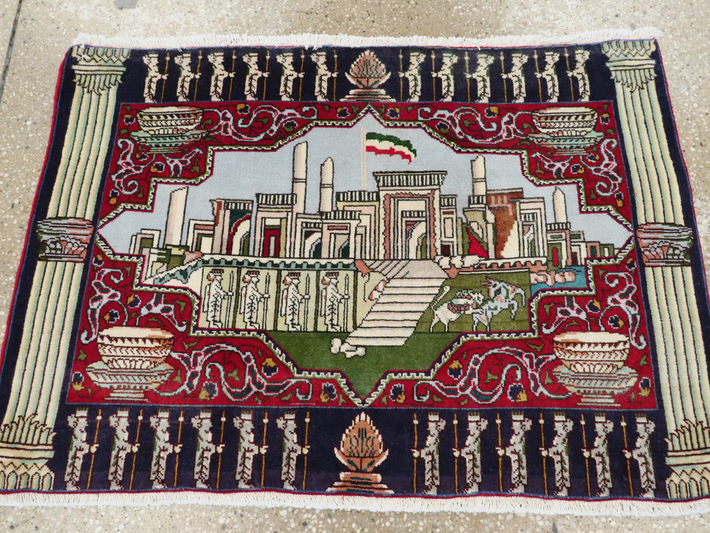Vintage Persian Tabriz Pictorial Rug (Pair: 2 of 2), No.27557 - Galerie Shabab