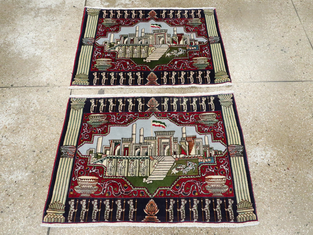 Vintage Persian Tabriz Pictorial Rug (Pair: 2 of 2), No.27557 - Galerie Shabab
