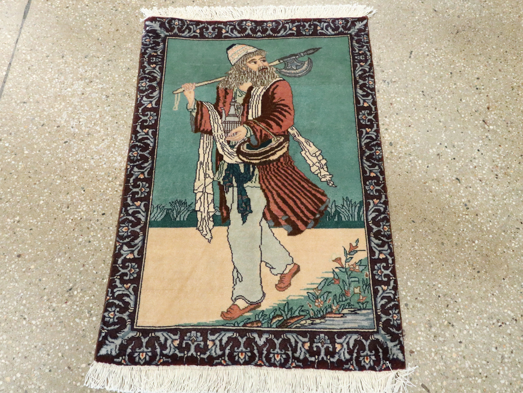 Vintage Persian Tabriz Pictorial Rug, No.27558 - Galerie Shabab