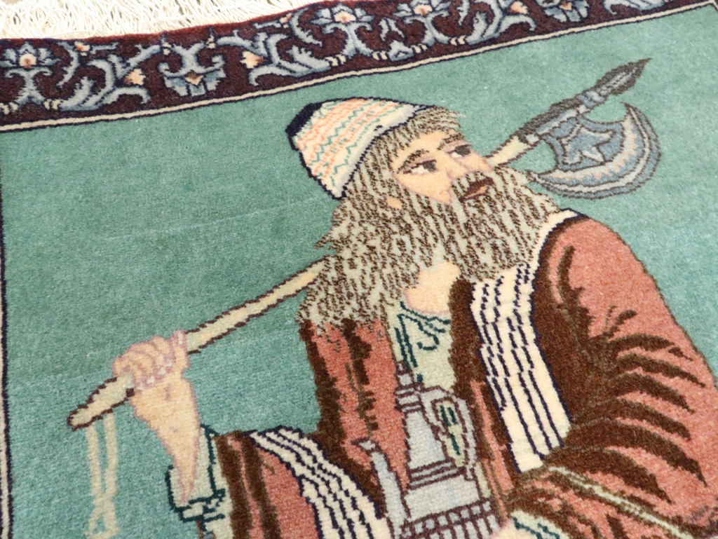 Vintage Persian Tabriz Pictorial Rug, No.27558 - Galerie Shabab