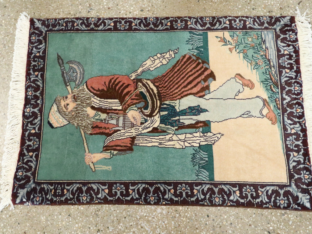 Vintage Persian Tabriz Pictorial Rug, No.27558 - Galerie Shabab