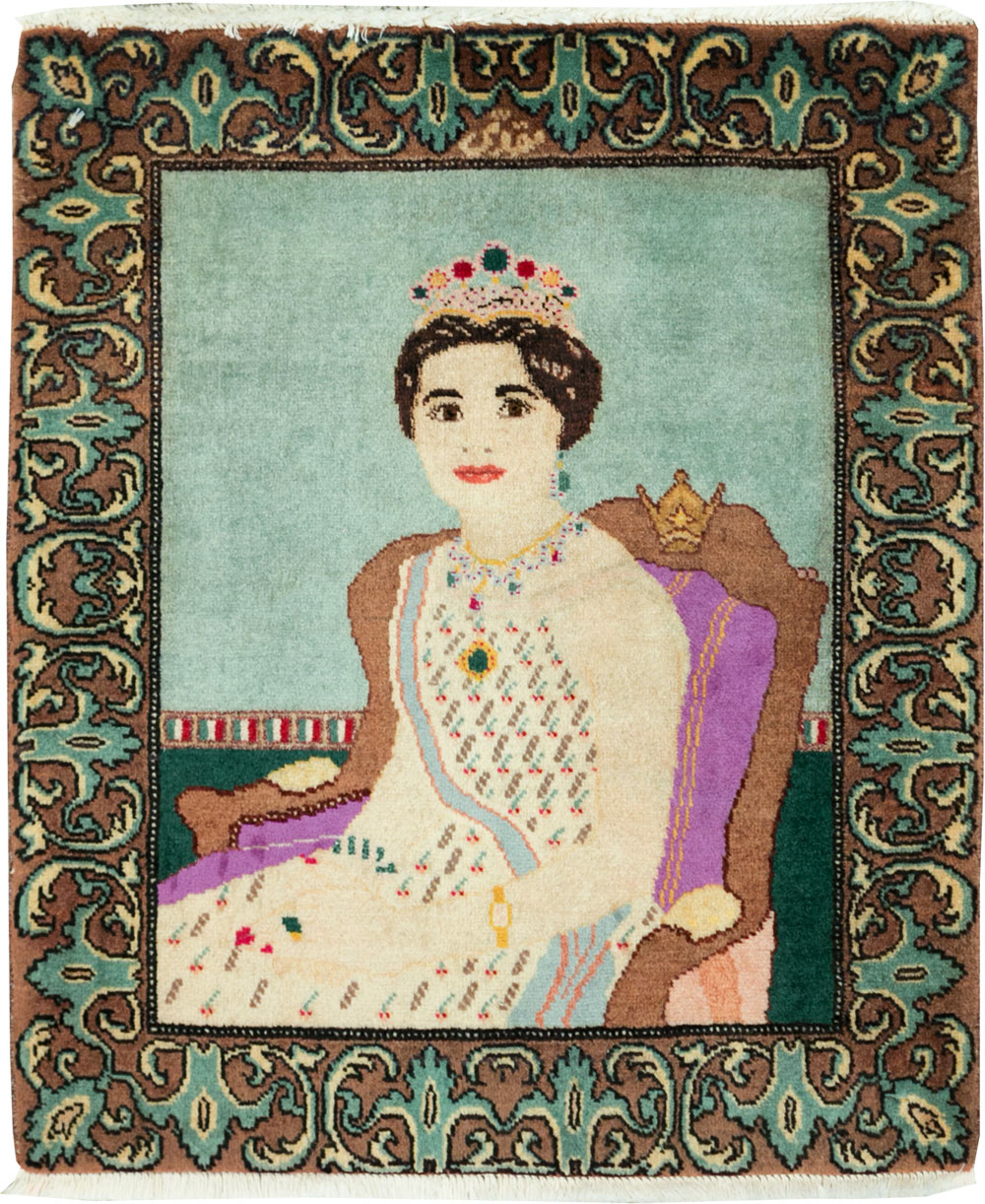 Vintage Persian Tabriz Pictorial Rug, No.27559 - Galerie Shabab