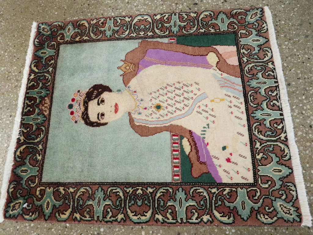 Vintage Persian Tabriz Pictorial Rug, No.27559 - Galerie Shabab