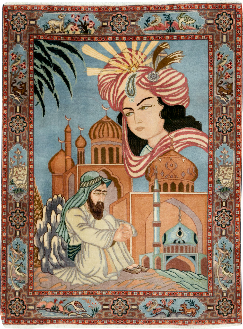 Vintage Persian Tabriz Pictorial Rug, No.27560 - Galerie Shabab