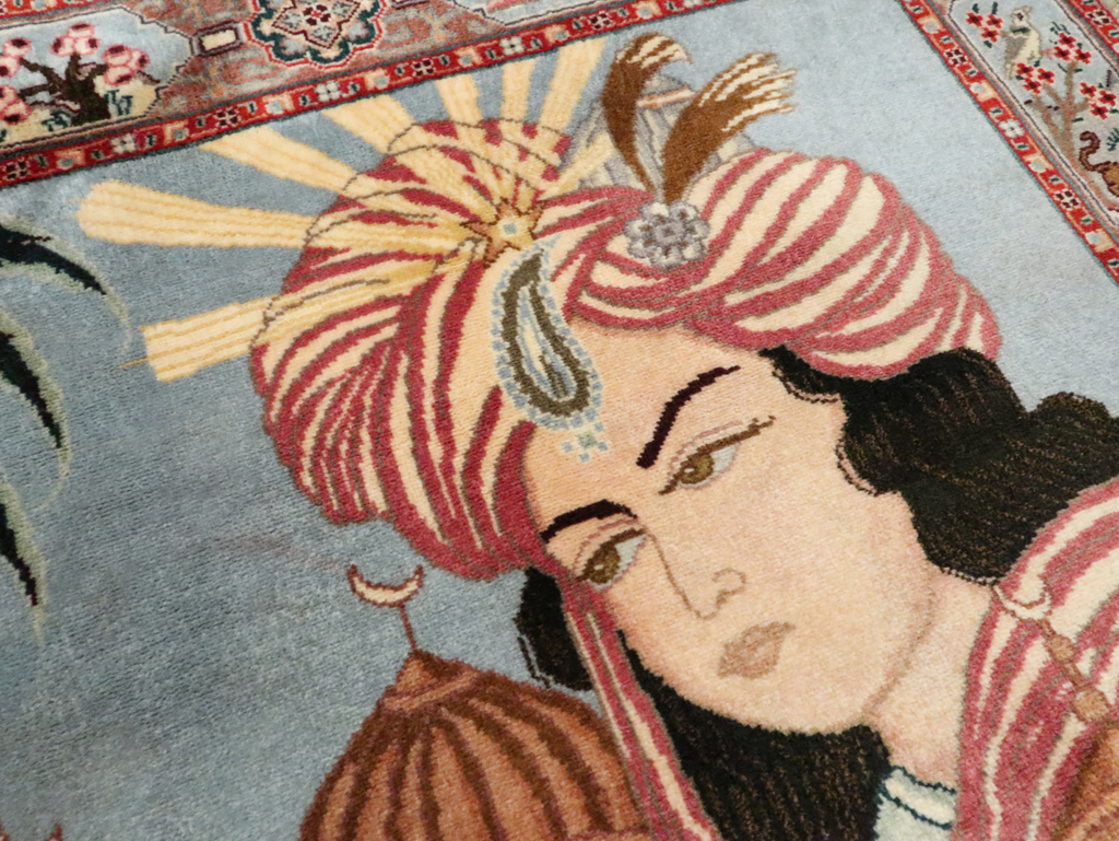 Vintage Persian Tabriz Pictorial Rug, No.27560 - Galerie Shabab