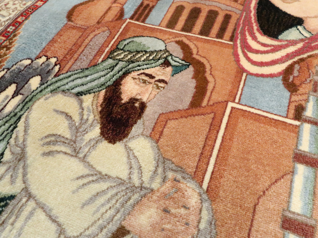 Vintage Persian Tabriz Pictorial Rug, No.27560 - Galerie Shabab