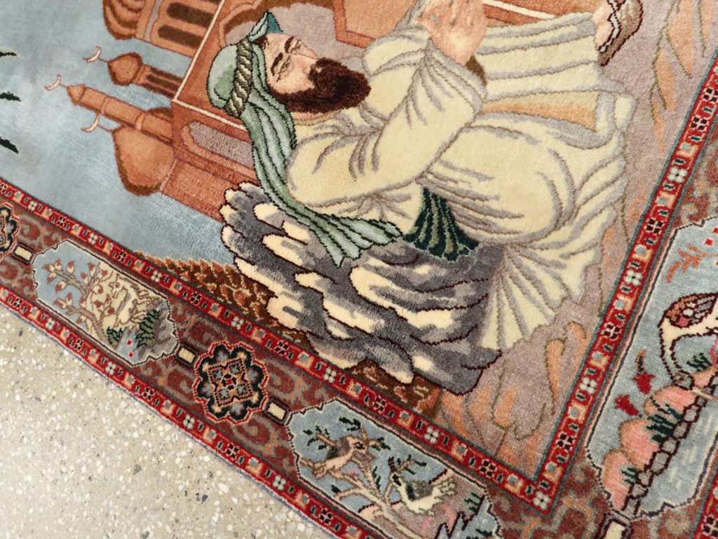 Vintage Persian Tabriz Pictorial Rug, No.27560 - Galerie Shabab