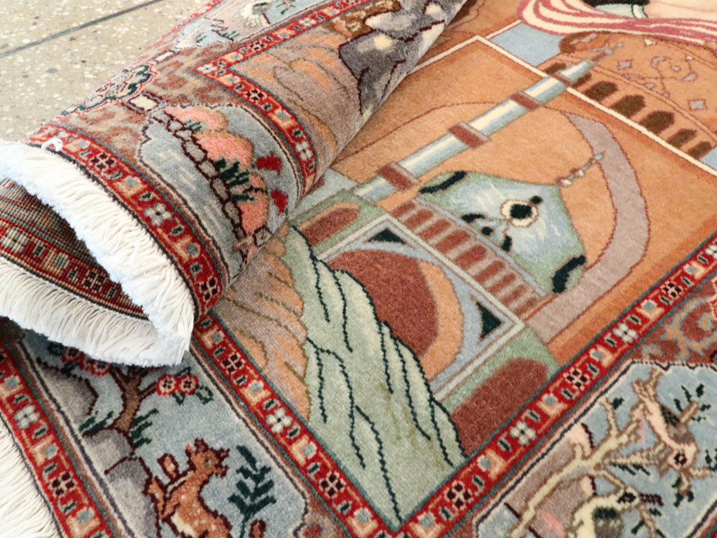 Vintage Persian Tabriz Pictorial Rug, No.27560 - Galerie Shabab