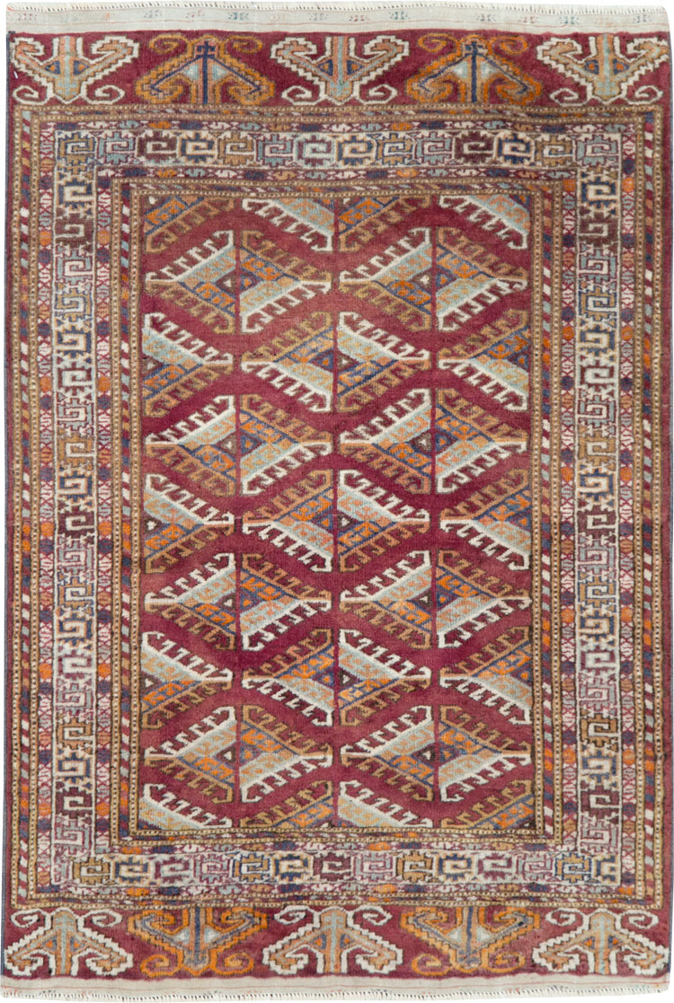 Vintage Central Asian Tekke Throw Rug, No.27569 - Galerie Shabab