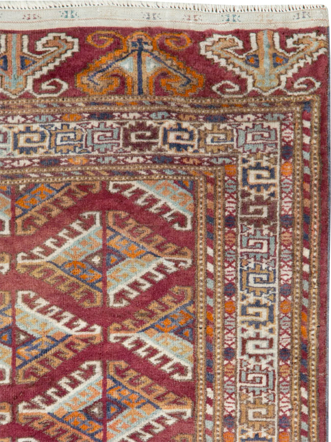 Vintage Central Asian Tekke Throw Rug, No.27569 - Galerie Shabab