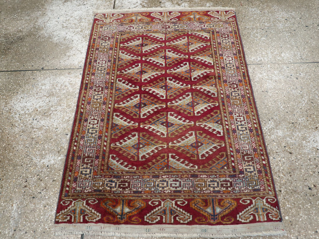 Vintage Central Asian Tekke Throw Rug, No.27569 - Galerie Shabab
