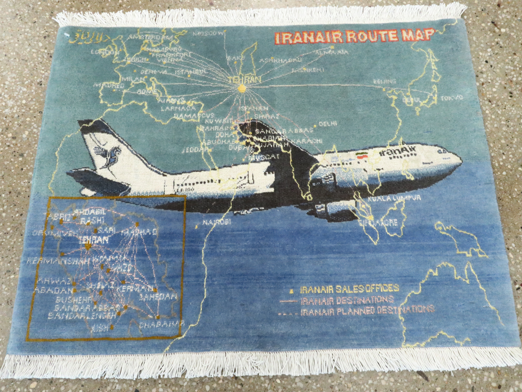 Vintage Persian Tabriz Pictorial Map Rug, No.27570 - Galerie Shabab