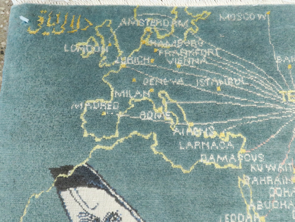 Vintage Persian Tabriz Pictorial Map Rug, No.27570 - Galerie Shabab