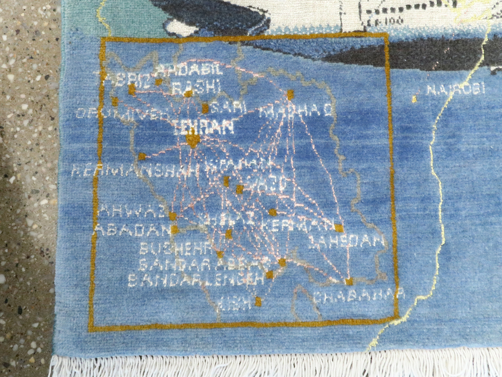 Vintage Persian Tabriz Pictorial Map Rug, No.27570 - Galerie Shabab
