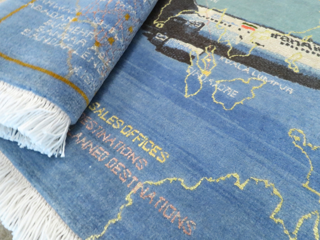 Vintage Persian Tabriz Pictorial Map Rug, No.27570 - Galerie Shabab