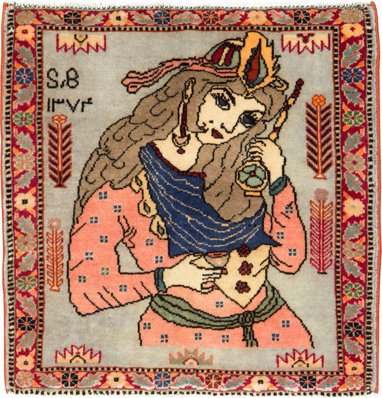 Vintage Persian Pictorial Tabriz Rug, No.27581 - Galerie Shabab