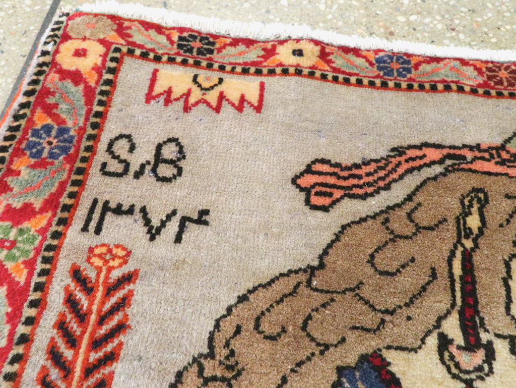 Vintage Persian Pictorial Tabriz Rug, No.27581 - Galerie Shabab