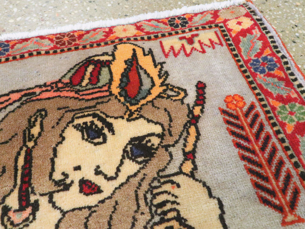 Vintage Persian Pictorial Tabriz Rug, No.27581 - Galerie Shabab