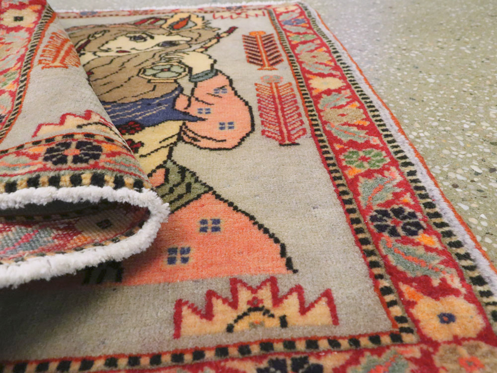 Vintage Persian Pictorial Tabriz Rug, No.27581 - Galerie Shabab