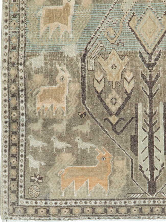 Vintage Persian Pictorial Afshar Throw Rug, No.27606 - Galerie Shabab