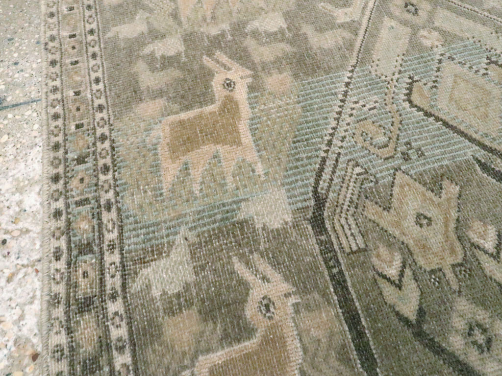 Vintage Persian Pictorial Afshar Throw Rug, No.27606 - Galerie Shabab