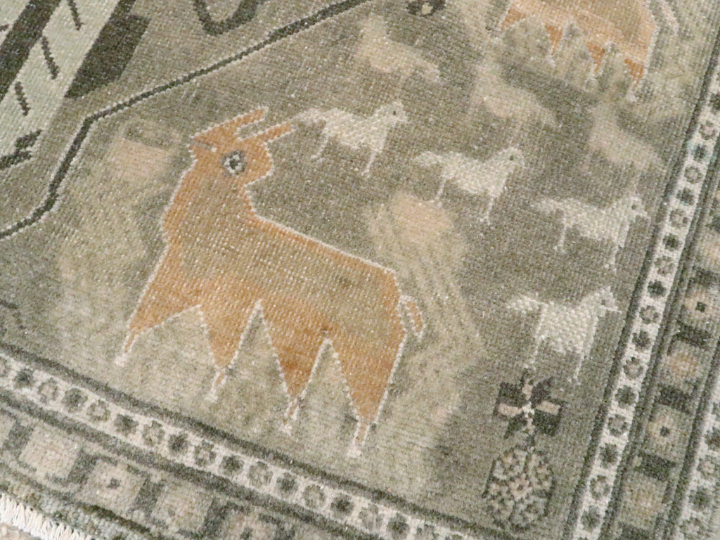 Vintage Persian Pictorial Afshar Throw Rug, No.27606 - Galerie Shabab