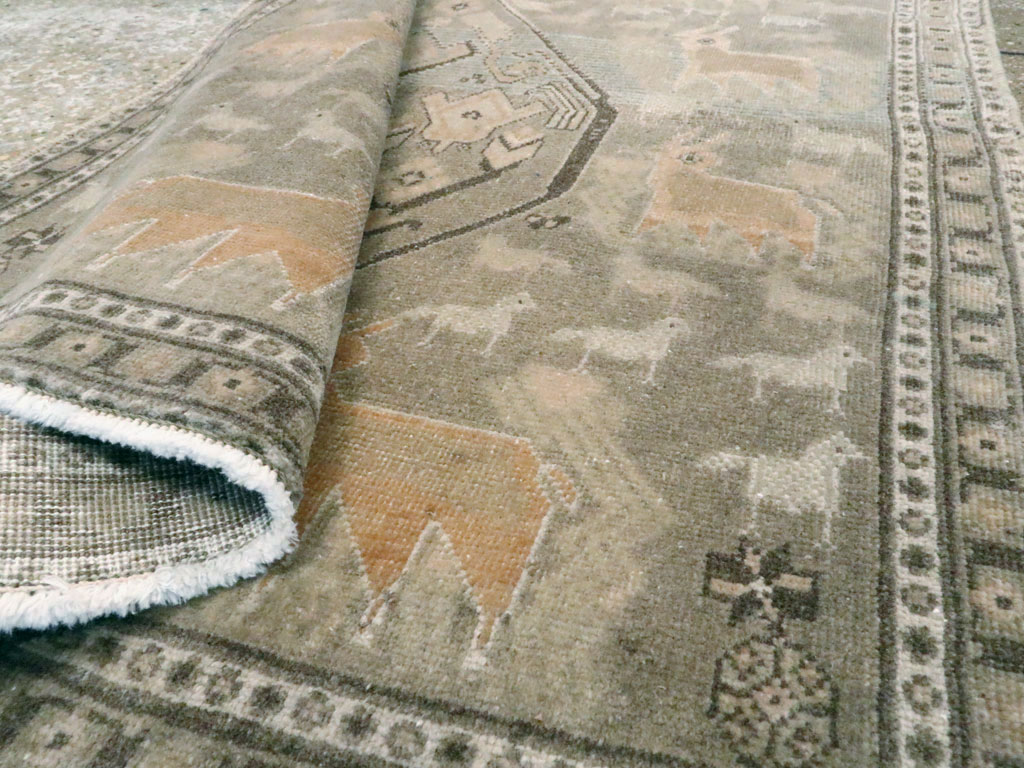 Vintage Persian Pictorial Afshar Throw Rug, No.27606 - Galerie Shabab