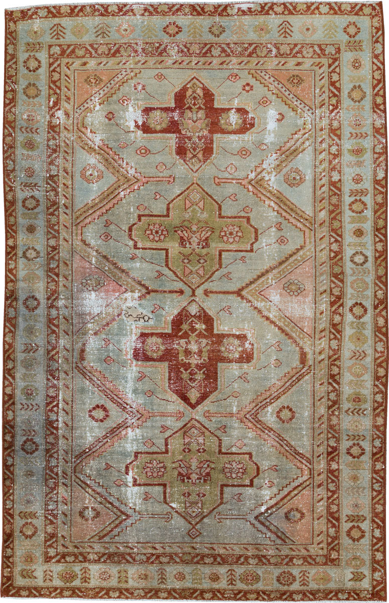 Distressed Antique Persian Malayer Accent Rug, No.27617 - Galerie Shabab