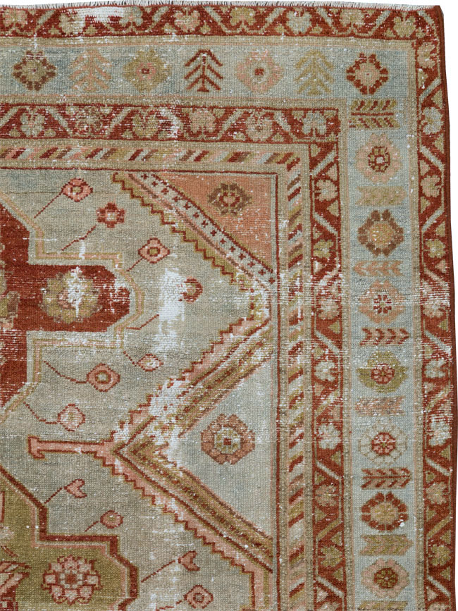 Distressed Antique Persian Malayer Accent Rug, No.27617 - Galerie Shabab