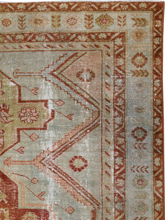Distressed Antique Persian Malayer Accent Rug, No.27617 - Galerie Shabab
