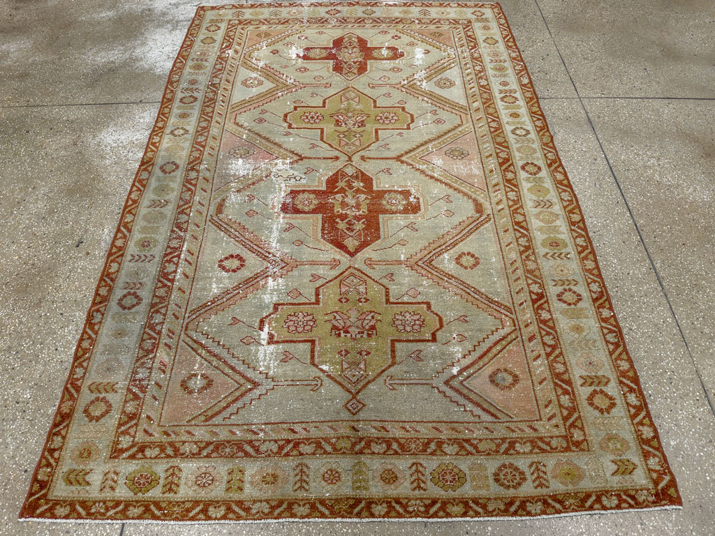 Distressed Antique Persian Malayer Accent Rug, No.27617 - Galerie Shabab