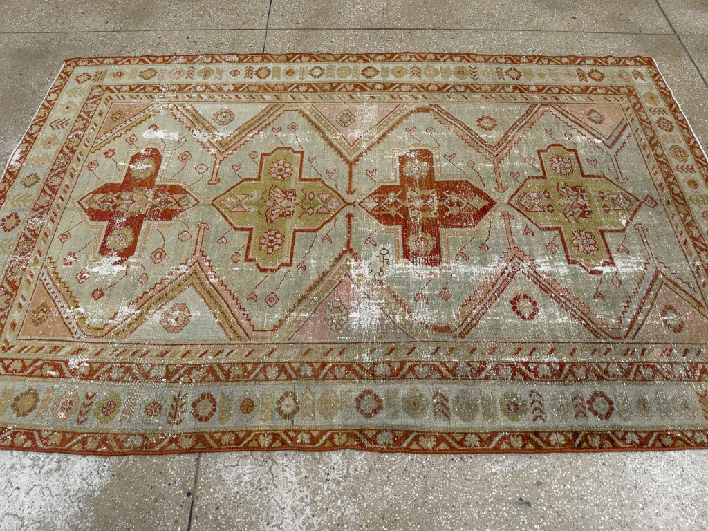 Distressed Antique Persian Malayer Accent Rug, No.27617 - Galerie Shabab