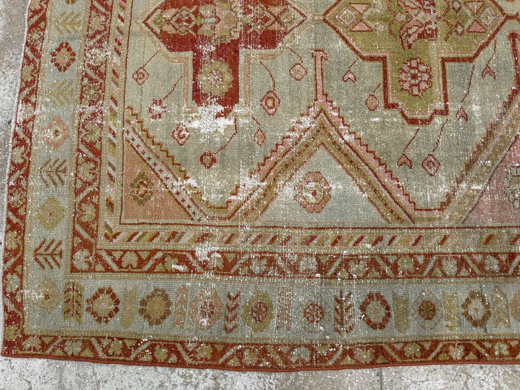Distressed Antique Persian Malayer Accent Rug, No.27617 - Galerie Shabab