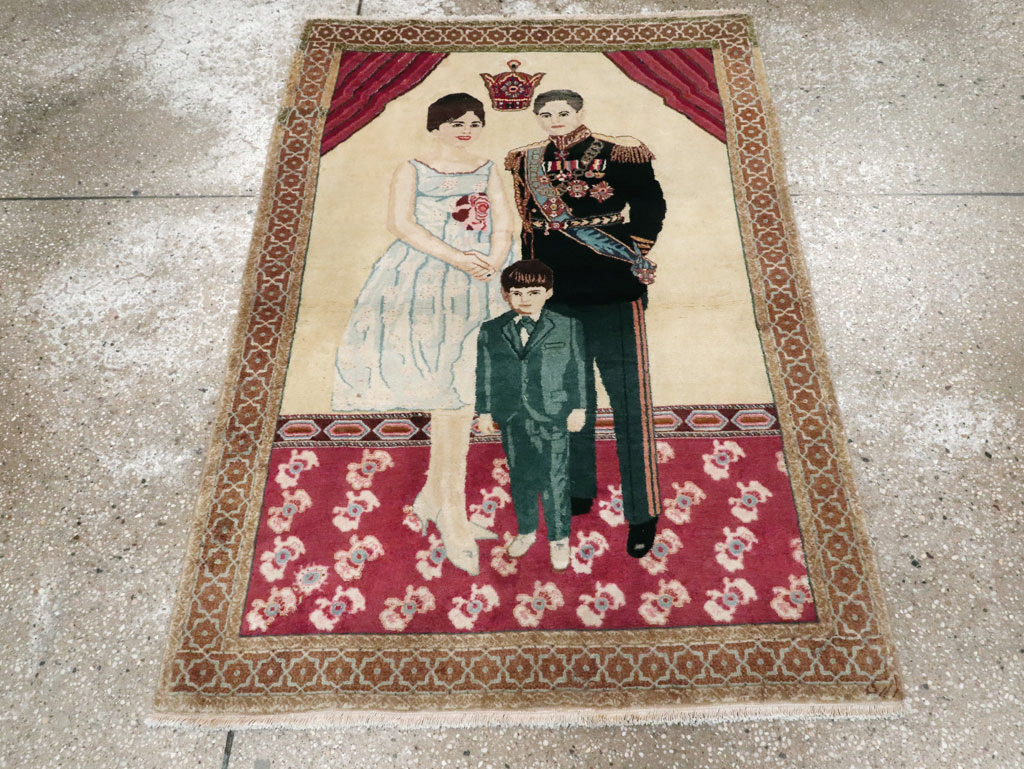Vintage Persian Tabriz Pictorial Rug, No.27629 - Galerie Shabab