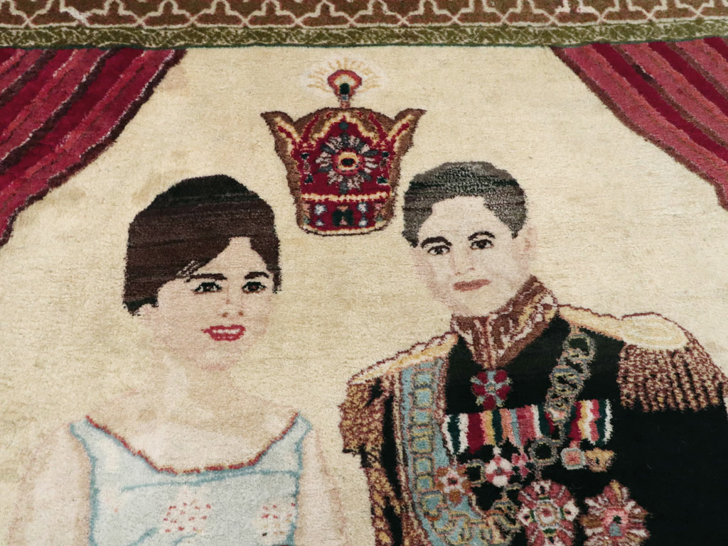 Vintage Persian Tabriz Pictorial Rug, No.27629 - Galerie Shabab