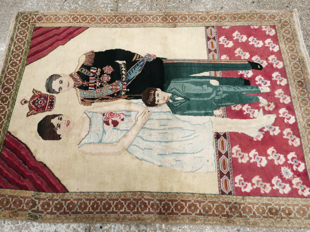 Vintage Persian Tabriz Pictorial Rug, No.27629 - Galerie Shabab