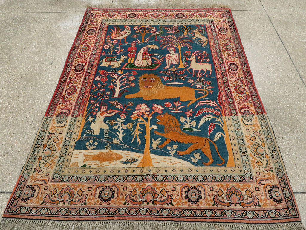 Antique Persian Pictorial Tabriz Rug, No.27638 - Galerie Shabab