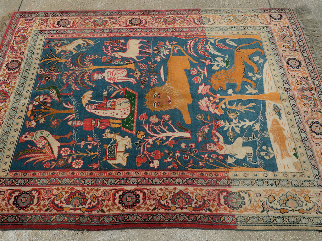 Antique Persian Pictorial Tabriz Rug, No.27638 - Galerie Shabab