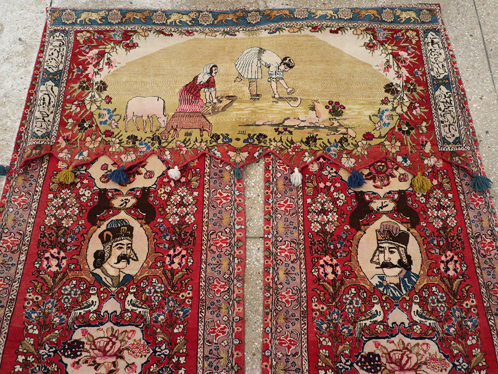 Vintage Persian Tabriz Pictorial Rug, No.27639 - Galerie Shabab