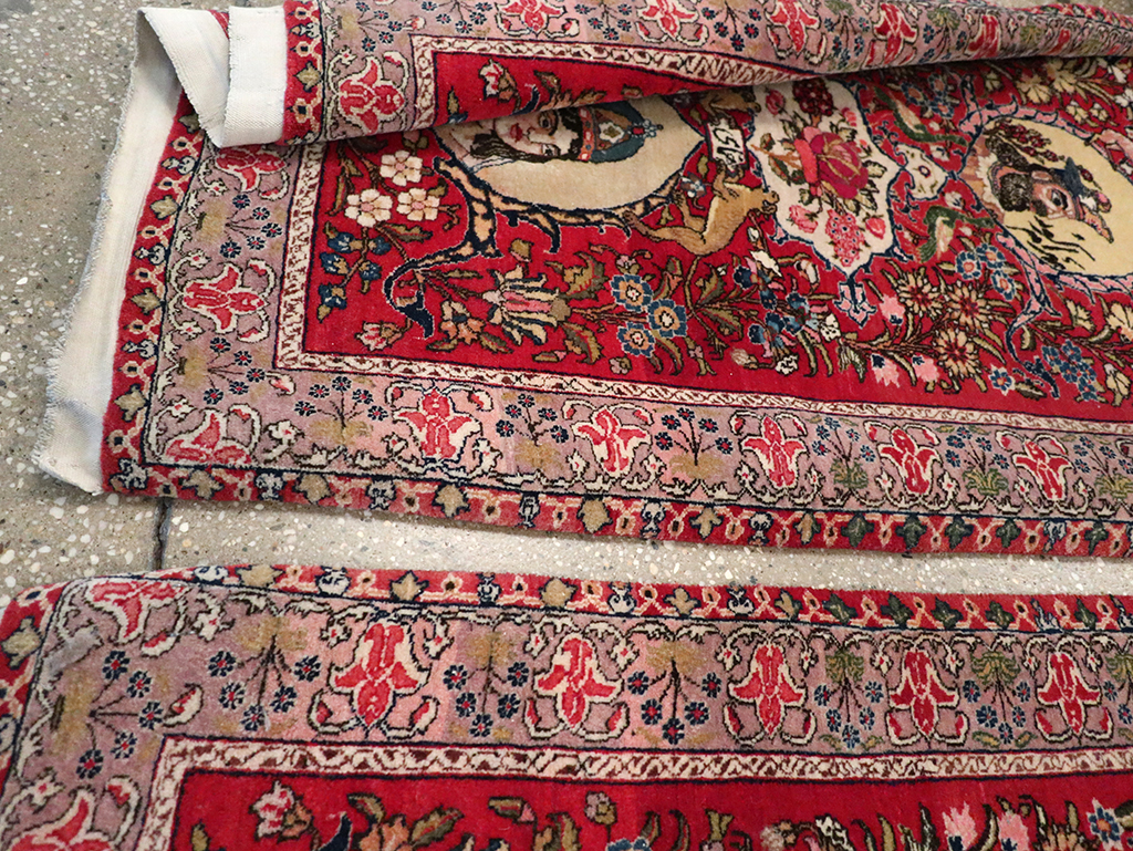 Vintage Persian Tabriz Pictorial Rug, No.27639 - Galerie Shabab