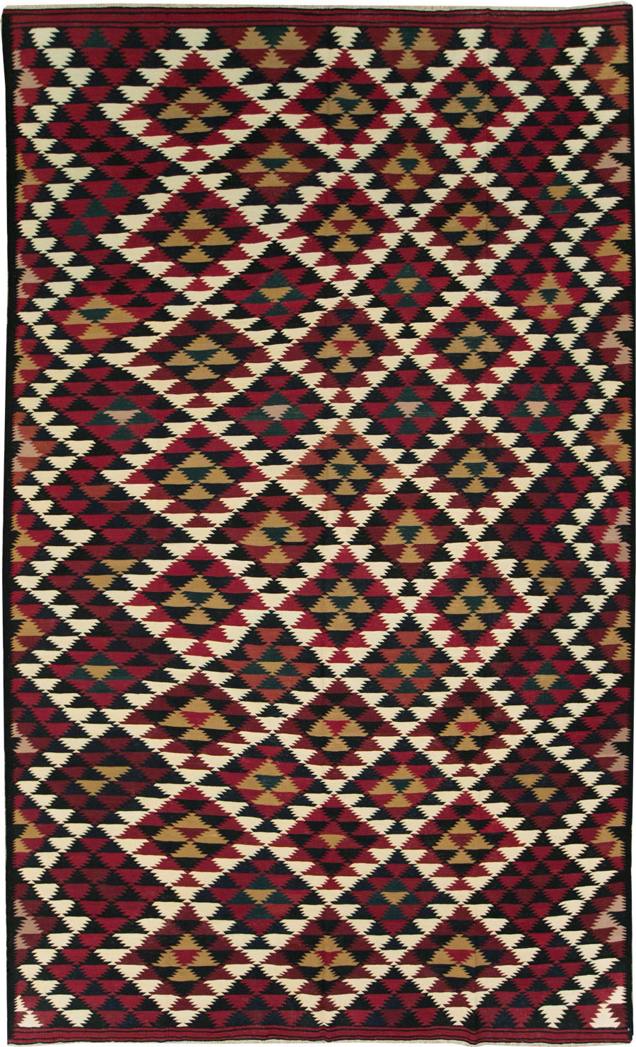 Vintage Turkish Flatweave Kilim Long Room Size Carpet, No.27661 - Galerie Shabab