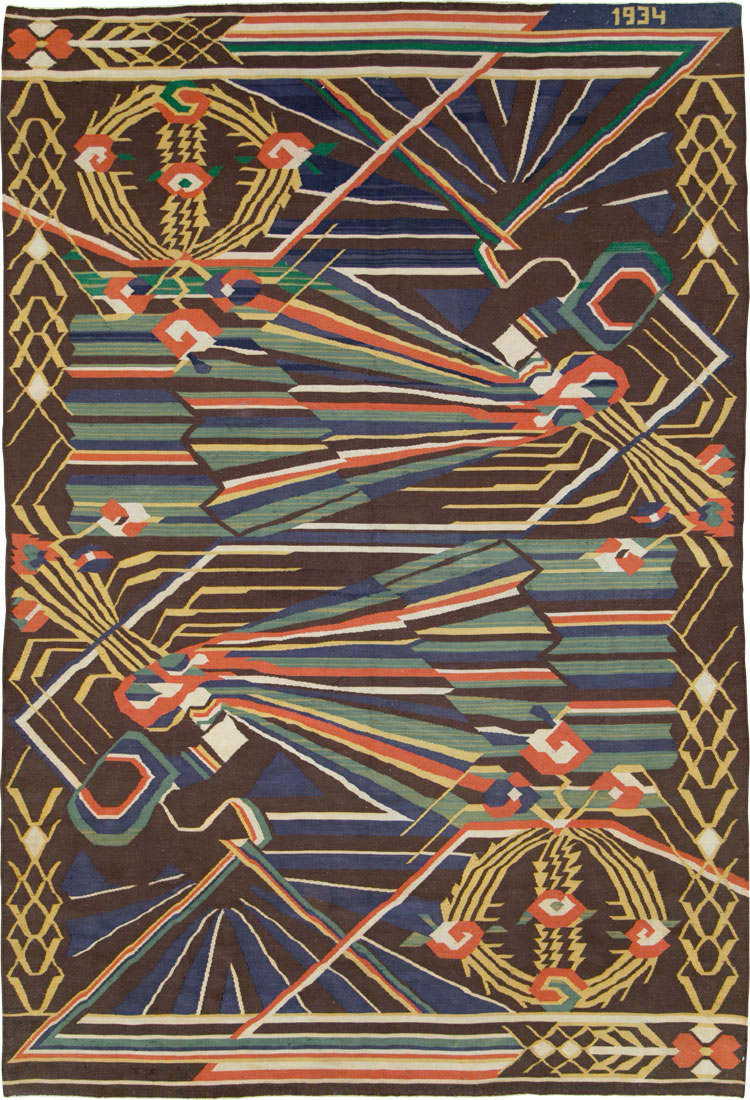 Vintage Romanian Flat-Weave Rug, No.27666 - Galerie Shabab